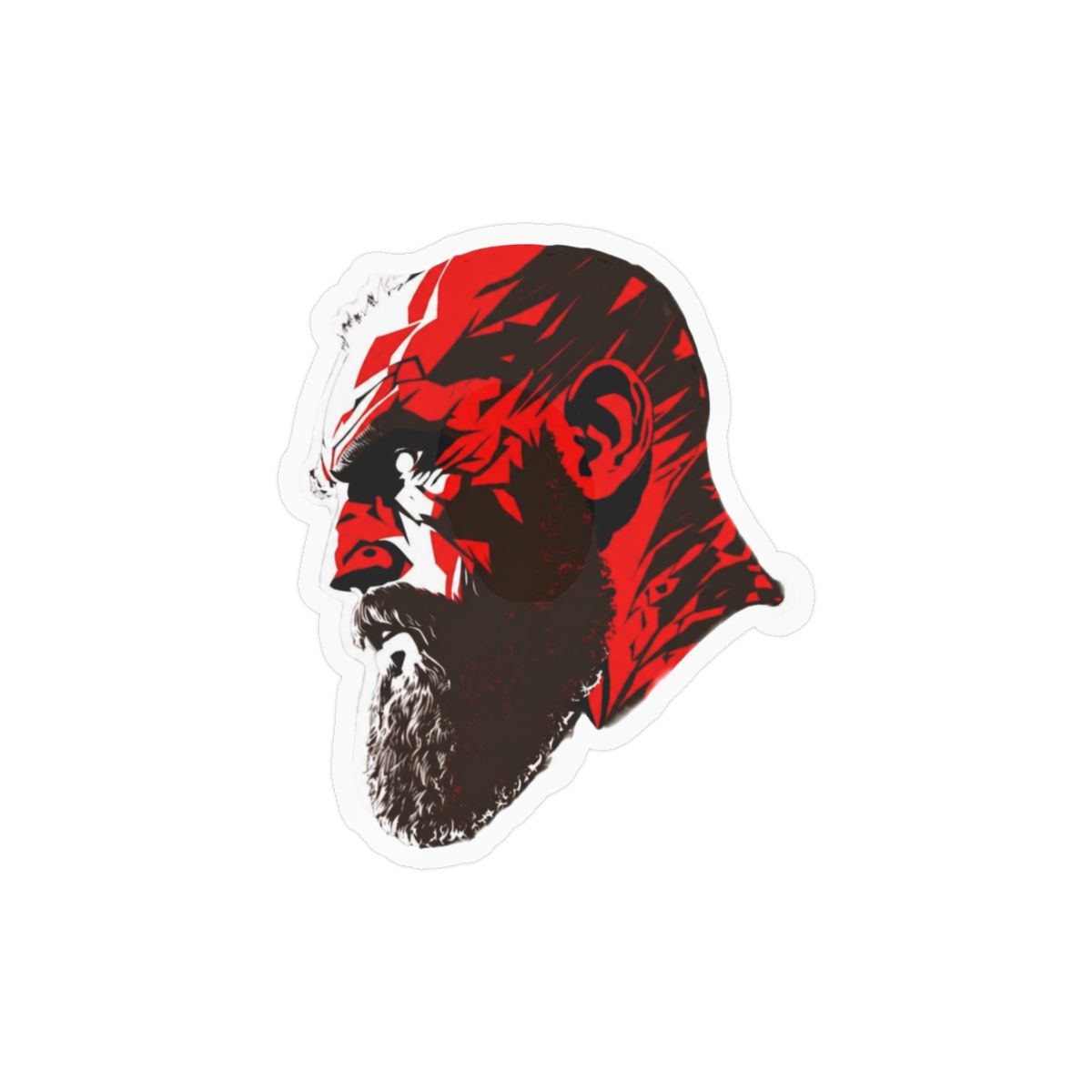 Kratos Face Bold God of War Vinyl Sticker | Gaming Laptop Decal - God of War official Stickers merch