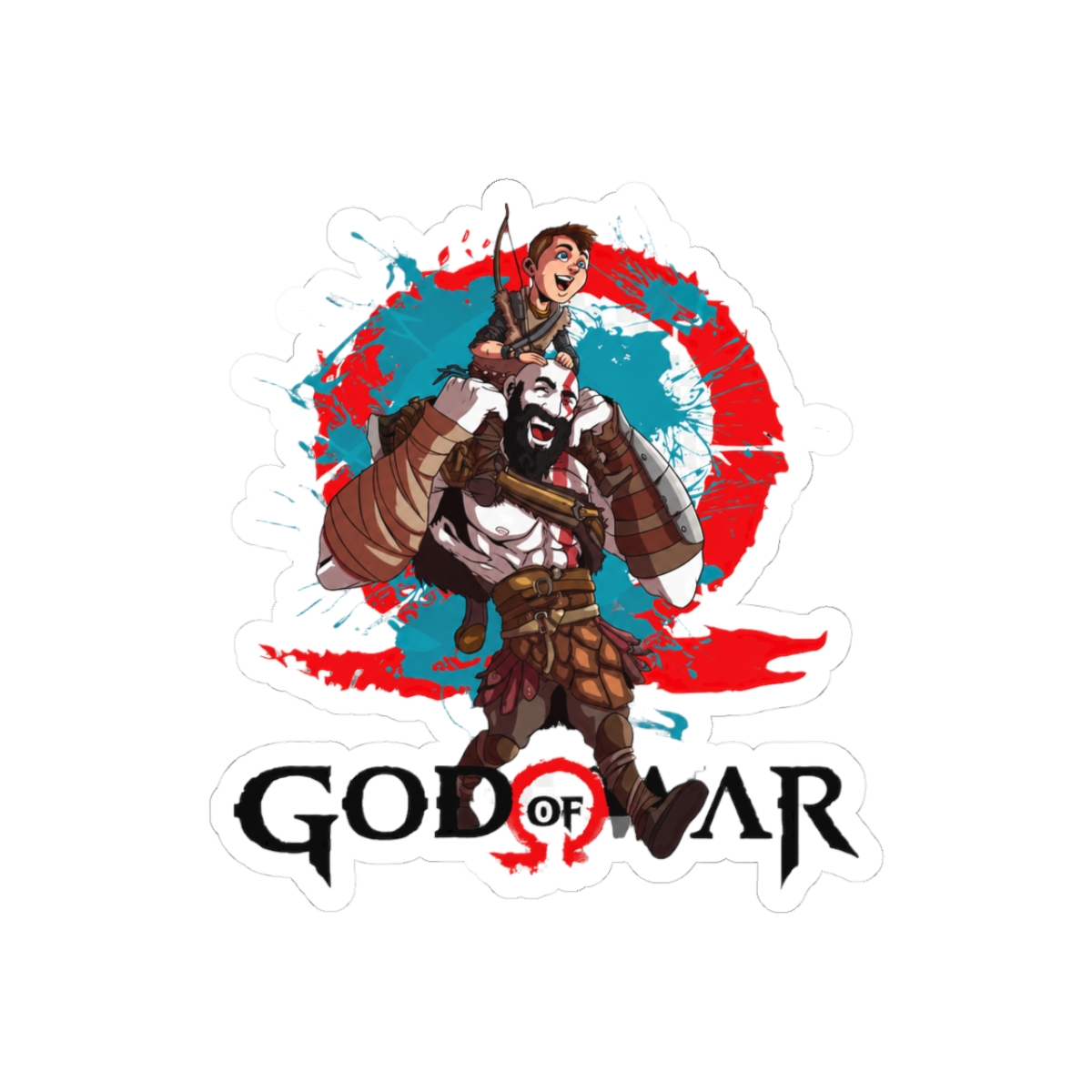 Kratos Atreus God of War Fan Art Epic Gamer Sticker