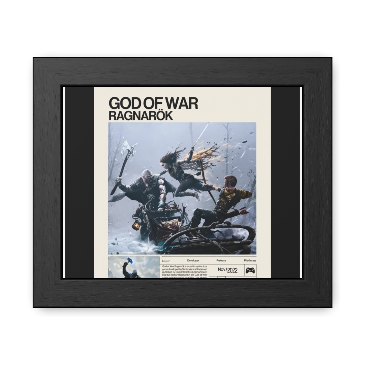 God of War Ragnarök Action Scene Framed Poster